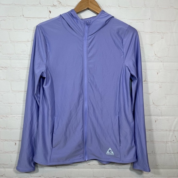 GERRY Full Zip Hoodie Jacket Womens Medium Purple Active Stretch Thumb Holes - Picture 1 of 10